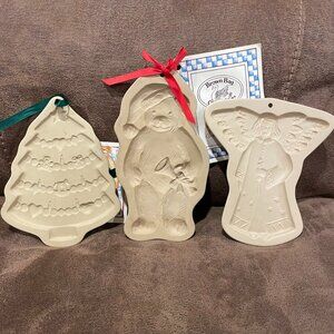 Set of 3 Vintage Christmas Brown Bag Cookie Molds